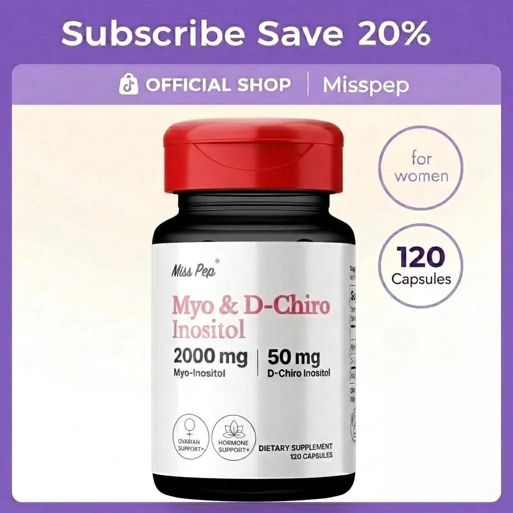 Misspep Myo Inositol & D-Chiro Inositol for Women ，2000mg & 50mg for Women's Hormone Balance Ovarian Health 40:1 Ratio Vegan Gluten-Free Non-GMO - Dietary, Healthcare | Support for Hormonal Balance & Ovarian Health, 120 Capsules
