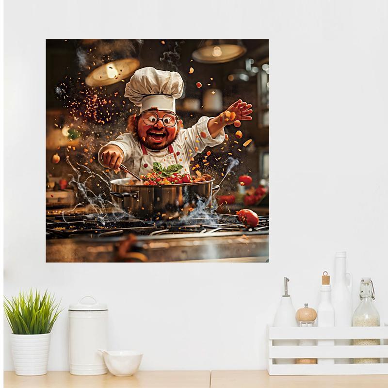 Cute Chef Pattern Kitchen Wall Sticker, 1 Count Removable Kitchen Wall Decal, Decorative Sticker for Home Kitchen Dining Room, Wall Art Stickers