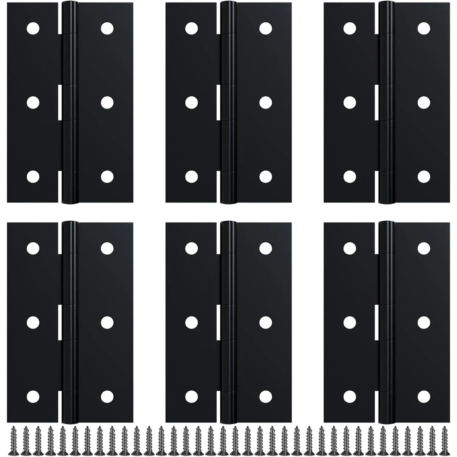 6 Pack 2.5” Black Door Hinge with Screws for Door, Cabinet, DIY Project | Heavy-Duty, Rust-Proof, Easy Installation, Multi-USE