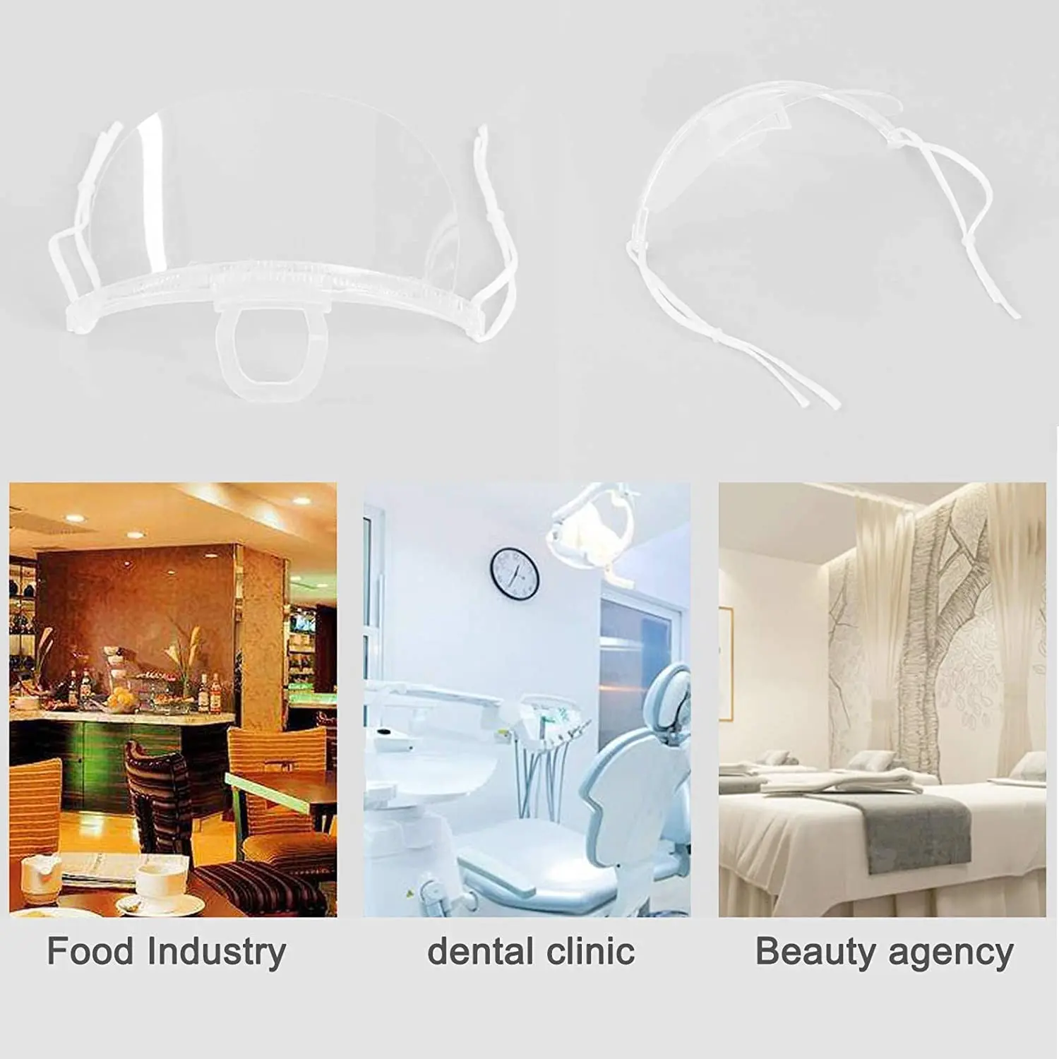 Completely Transparent Anti-Fog Reusable Face Shield Boxed Set (10 Masks) for Event Safety, Food Chefs, Dentists, Ten Masks