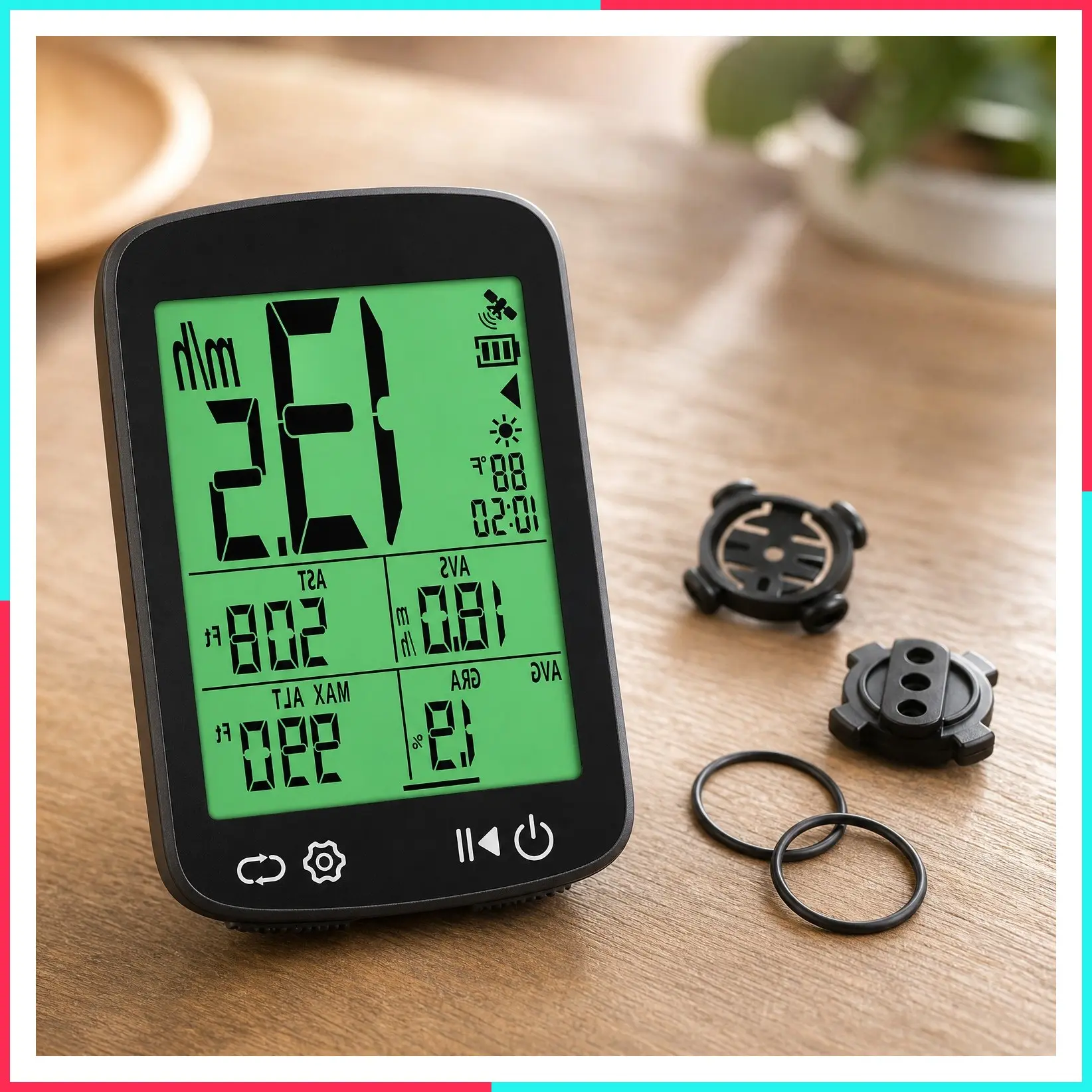 Wireless GPS Bike Computer, 50g, 2.4" Screen, IPX7 Waterproof, 28H Runtime, Green Auto Backlight, Auto Start/Stop, MPH/KMH, Altitude & Gradient Data, Bicycle Speedometer Odometer