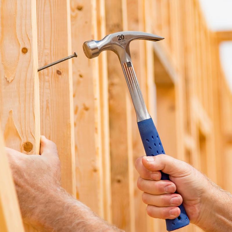 Hammer - 20 oz Straight Rip Claw with Smooth Face & Shock Reduction Grip - E3-20S