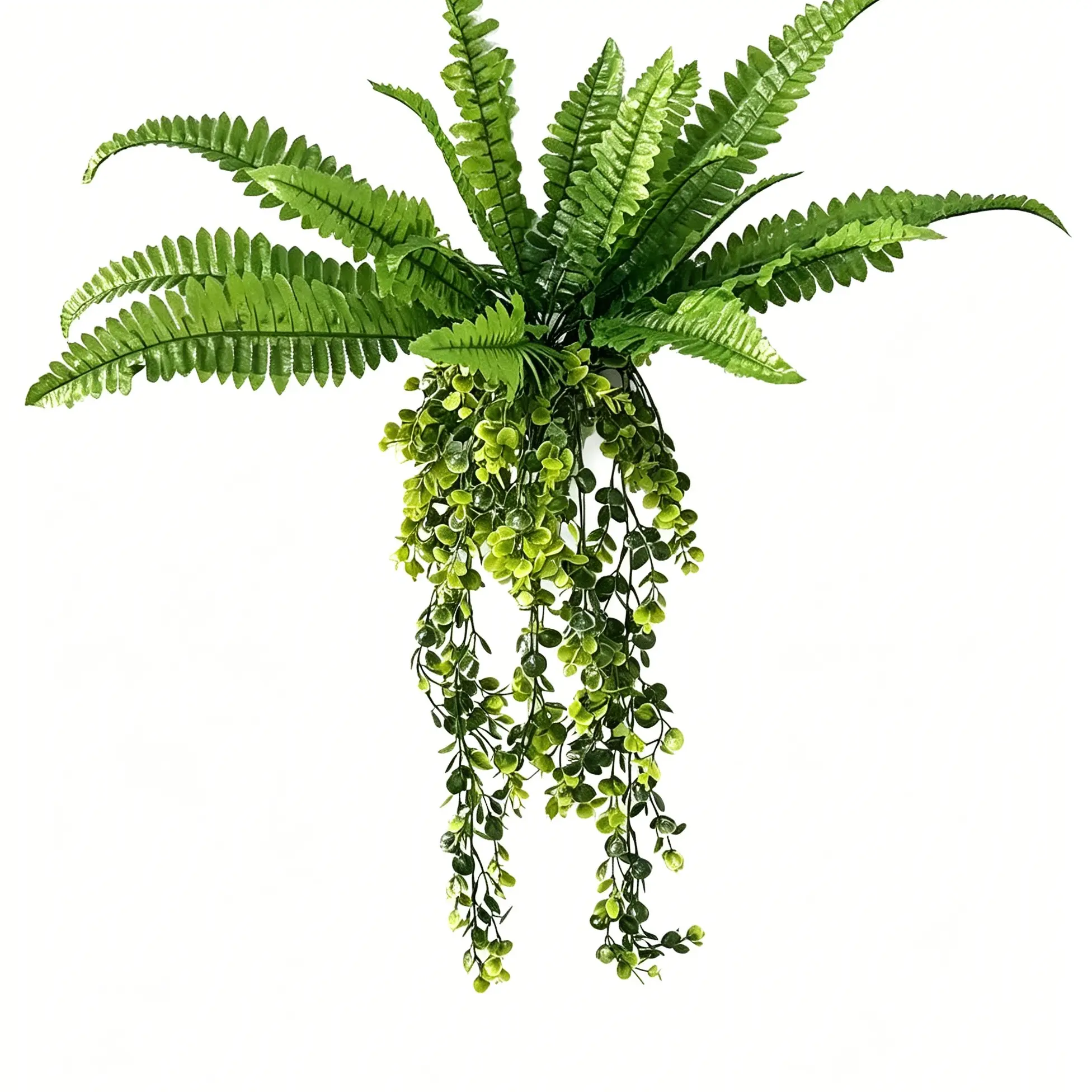 3-Piece 31-Inch Artificial Faux Greenery Set, UV-Resistant Boston Fern Hanging Plant, Weatherproof Low-Maintenance Outdoor Decor, Decorative Fake Plants, Ideal for Summer, Weddings, Gardens, Fake Hanging Plants
