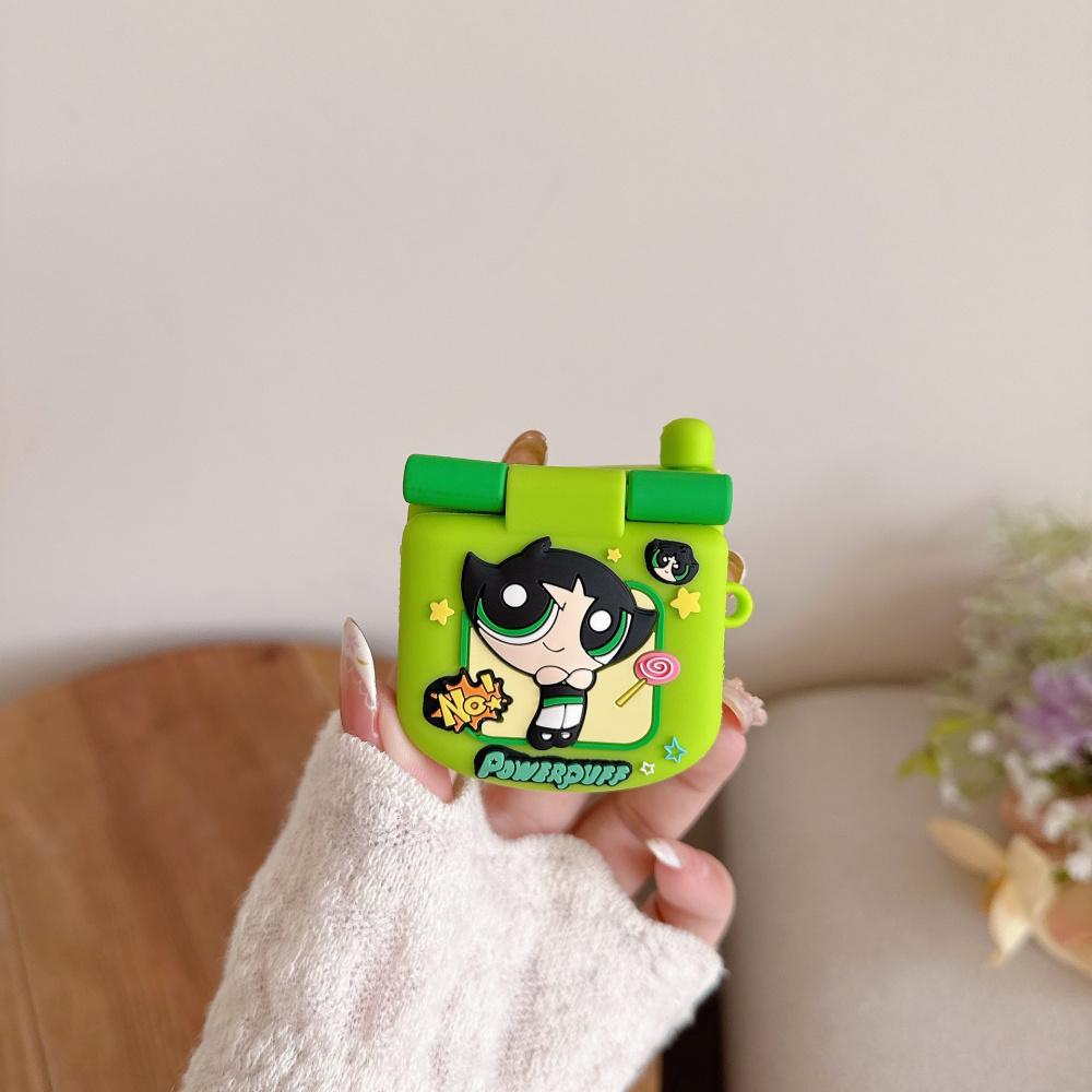 Cute Anime Figure The Power Girls Flip Phone SiliconeWireless Earphone Protective Case For Airpods PerfectSurprise Gifts