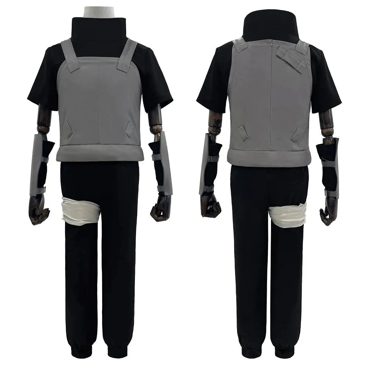 HOLOUN Anime Uchiha Itachi Anbu Cosplay Costume Faux Leather Vest Short Sleeve T-shirt Pants Bandage Cos Convention Gift