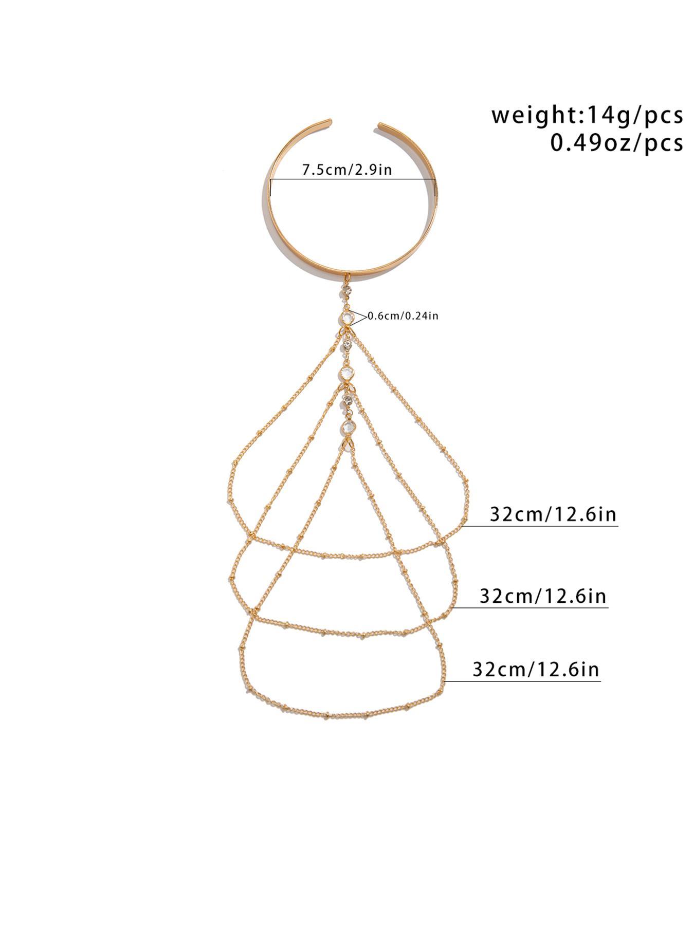 Women's Artificial Crystal & Chain Decor Arm Cuff, Fashionable Body Jewelry for Party, Daily Clothing Decor, Trendy All-match & Exquisite for Birthday Gift, Body Jewellery, Chic Body Jewelry