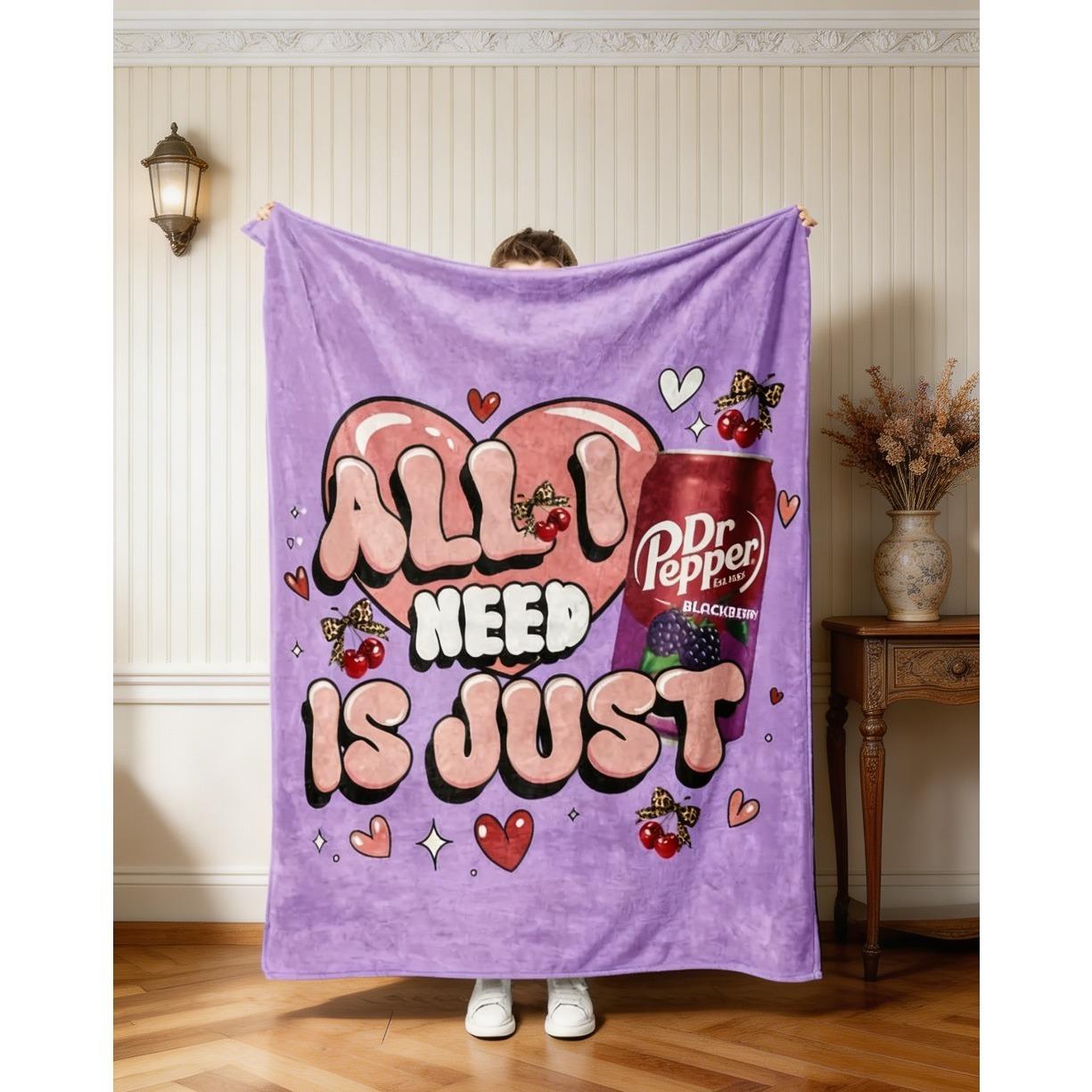 Dr Pepper Flannel Throw Blanket, Large Cozy Blanket for Sofa, Bed, Office, Camping, Perfect Gift for Kids & Adults