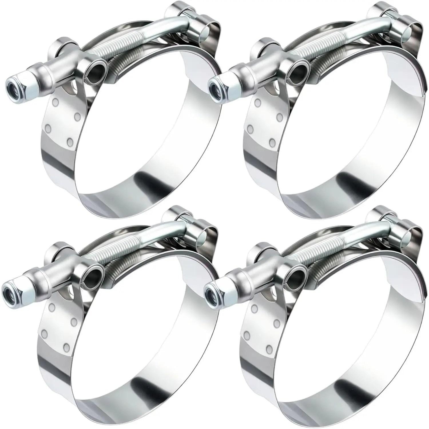 3 Inch T-Bolt Hose Clamps, Stainless Steel 304 Turbo Intake Clamps, 77-85mm Adjustable Range for 3" Hose ID, Intercooler Radiator Pipe Clamps for Silicone Coolant Hoses, 4PCS