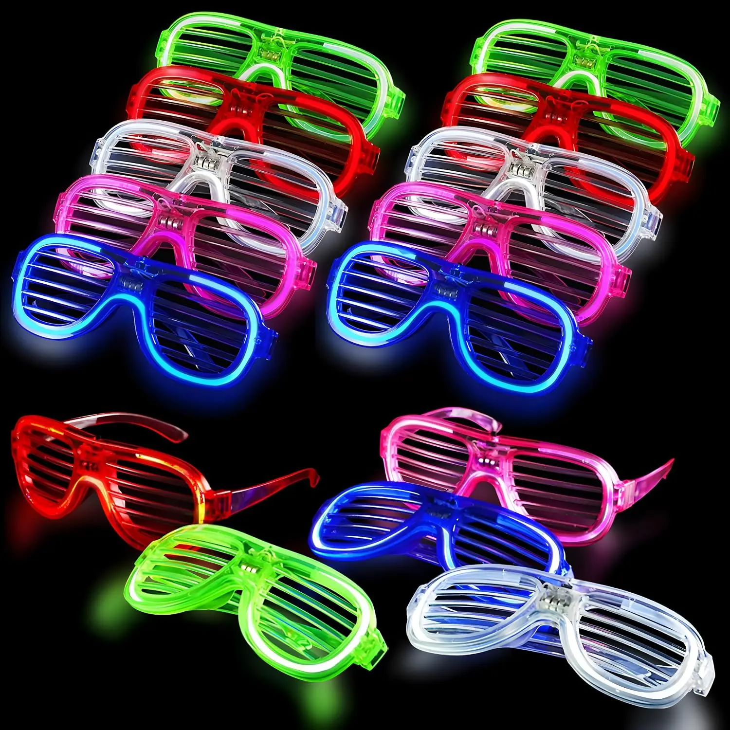 LED Glasses for  Adults Glow in The Dark Party Favor Supplies Bulk Light up Glasses Toys for Party Halloween