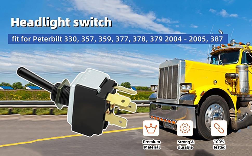 16-06657 Headlight Switch Fit for Peterbilt 330 357 359 377 378 379 387,Toggle Switch Replace 1606657 577.75611-1 Year Warranty