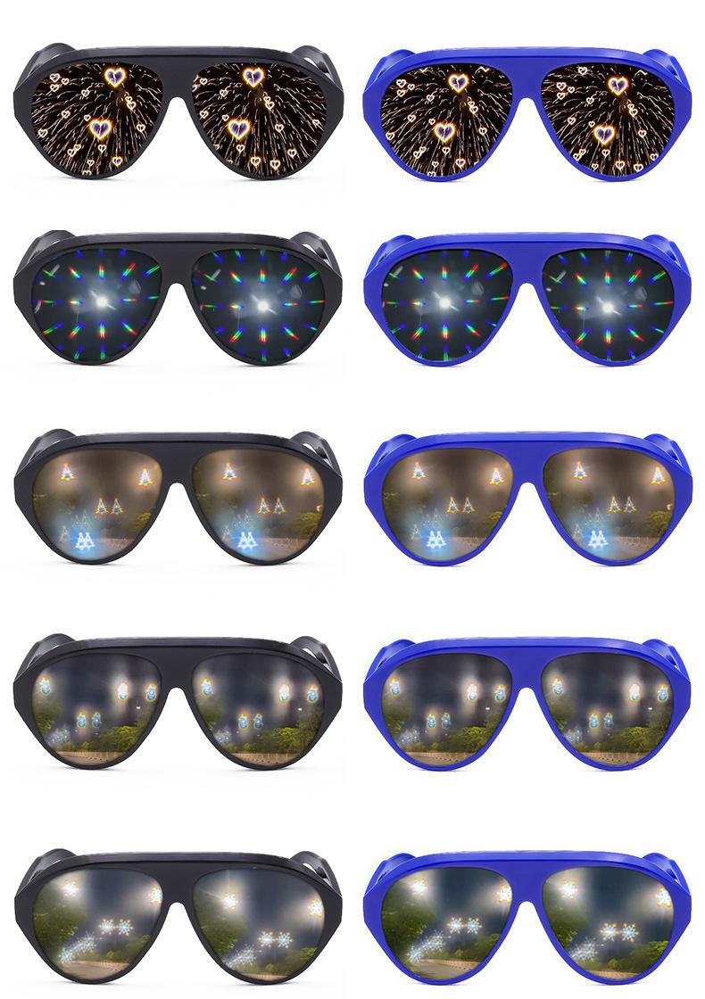 2026 Diffraction Glasses Fireworks Effect Sunglasses for Women Men, Light Show Special Effect Shades, Trendy Party Eyewear for Bar Rave Festival Nightclub Events