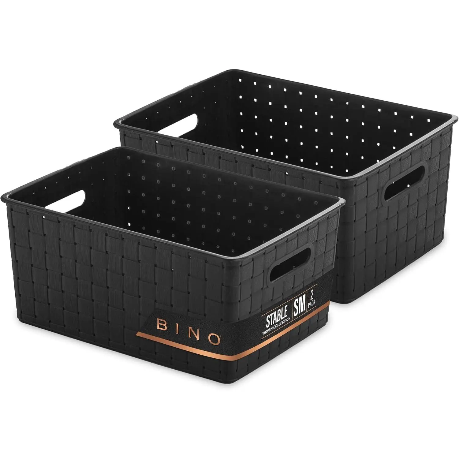 Plastic Storage Baskets Small Black - Portable Rectangular Cabinet Organizer