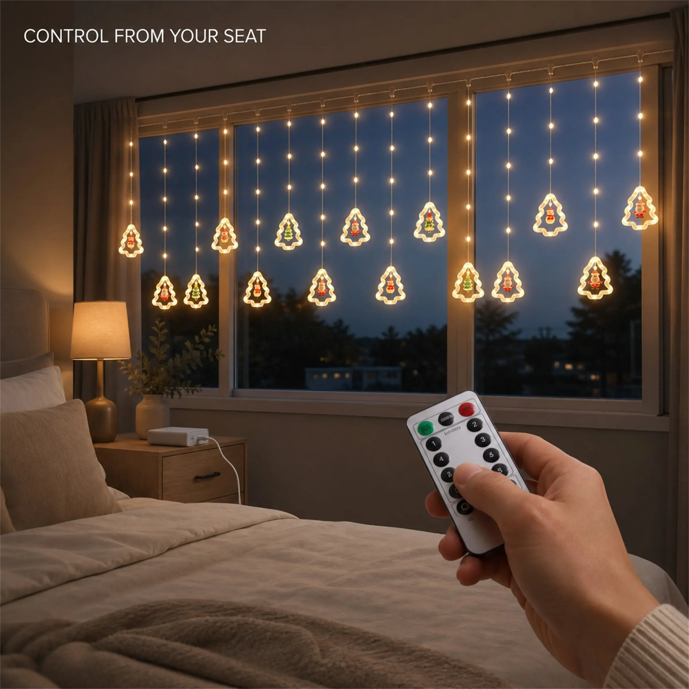 USB Warm Light Christmas Curtain Lamp, Remote Control Hanging Ice Bar String Lights, 8 Modes, Home Decor, Holiday Party, Winter Window Display