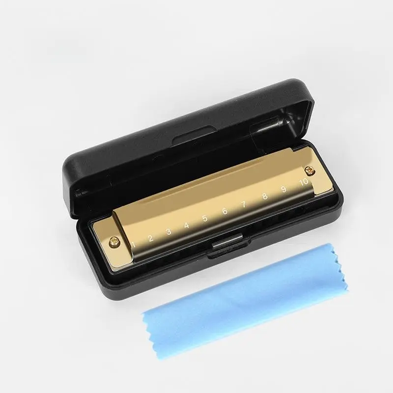 10-hole 10-tone harmonica, Musical instruments, suitable for adults, students, beginners, and professional players, comes with a box and cleaning cloth, making it a gift
