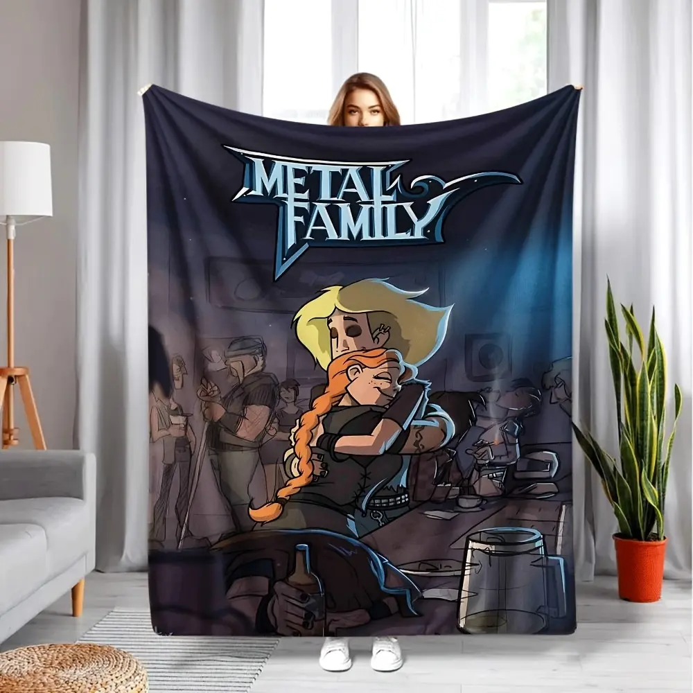 Metal Family Bar Hug Scene Dark Gradient Flannel Throw Blanket Russian Animated Series Poster Warm Blanket Gift Cartoon Fans All Ages