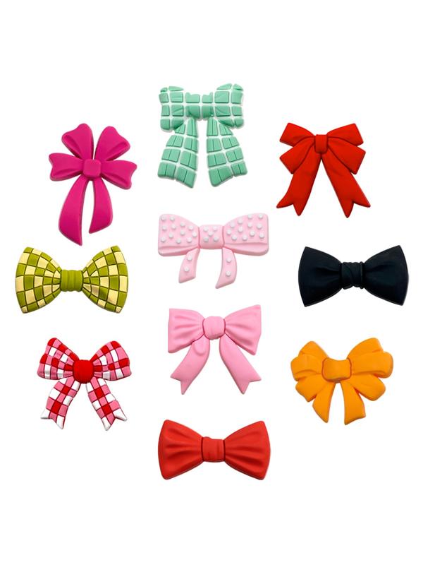 10-Piece Cartoon Bow PVC Soft Rubber Shoe Charms, Fun DIY Garden Shoe Accessories