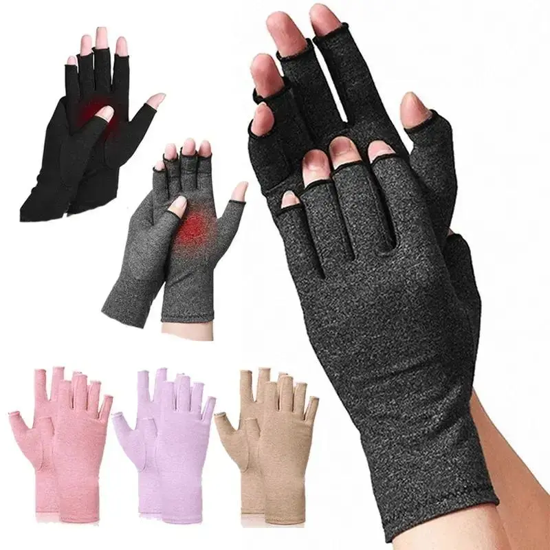 Unisex 5 Pairs Compression Sports Gloves - Medium Size, Wrist Support, Breathable Copper Hand Brace for Arthritis Pain Relief, Gym Workout, Gardening Wear