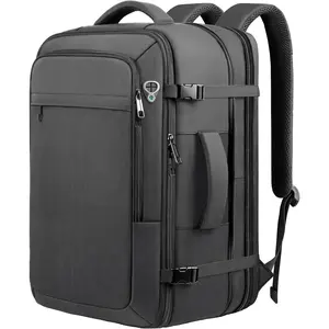Carry on Backpack for 1-10 Days Trips, Extra Large 40L-50L Travel Backpack TSA Approved, Expandable Laptop Bagpack, Water Resistant Bag Compatible with 17.3 inch Laptops, Black