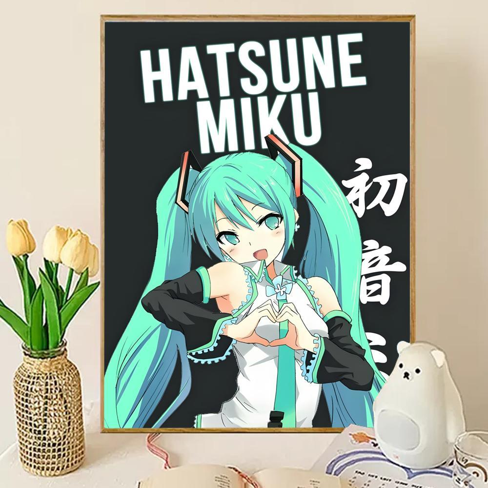 H-HATSUNE M-MIKU Poster Sticky Wall Art Printing Waterproof Modern Aesthetic Home Living Bedroom Decor Trendy Room Decoration Gift Durable High Quality