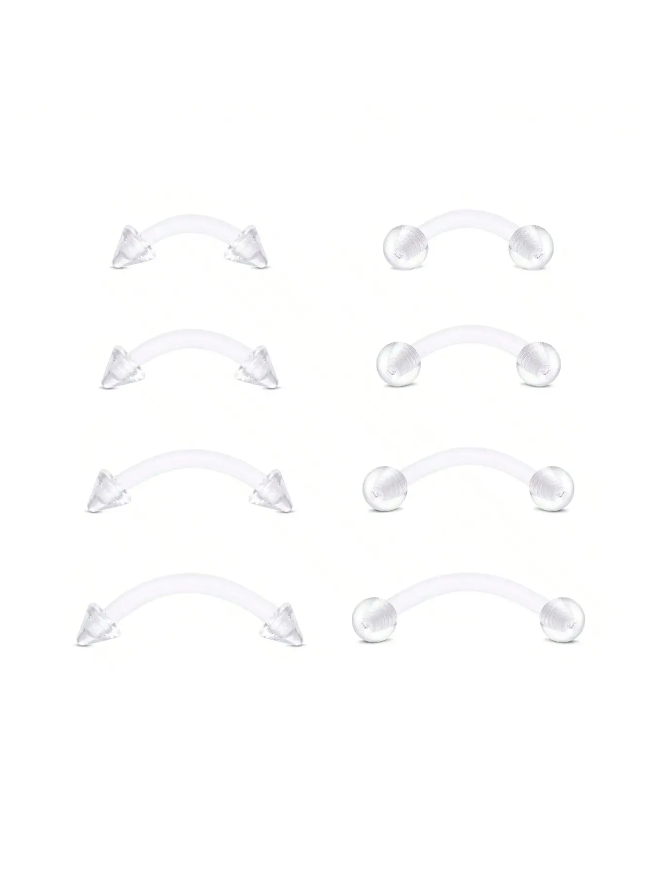 Clear Curved Barbells Retainer 16g, Plastic Eyebrow Earring, Lip Helix Tragus Rook Bars, 6-12 Mm Labret, Flexible Retainers, Acrylic Bioflex Piercing, Body Piercing Jewelry