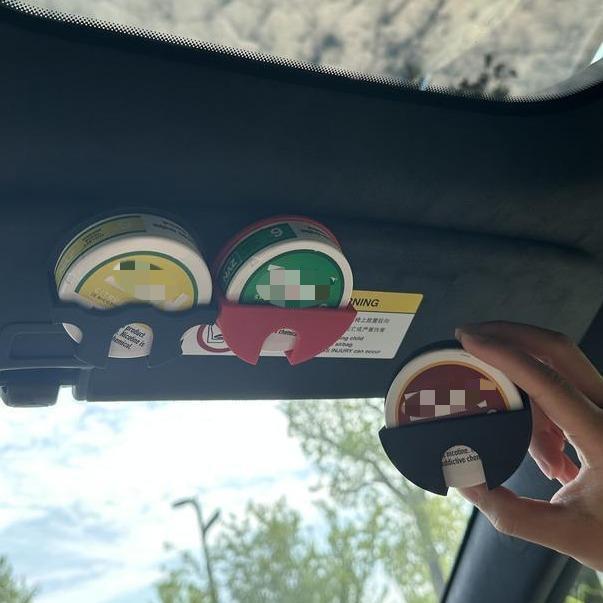 Universal Car Visor Dip Can Holder - Clip-On Organizer for Standard Round Cans, Nicotine Pouches| Compact, Durable Design| Perfect for Cars, Trucks, SUVs (Black/Blue/Red)