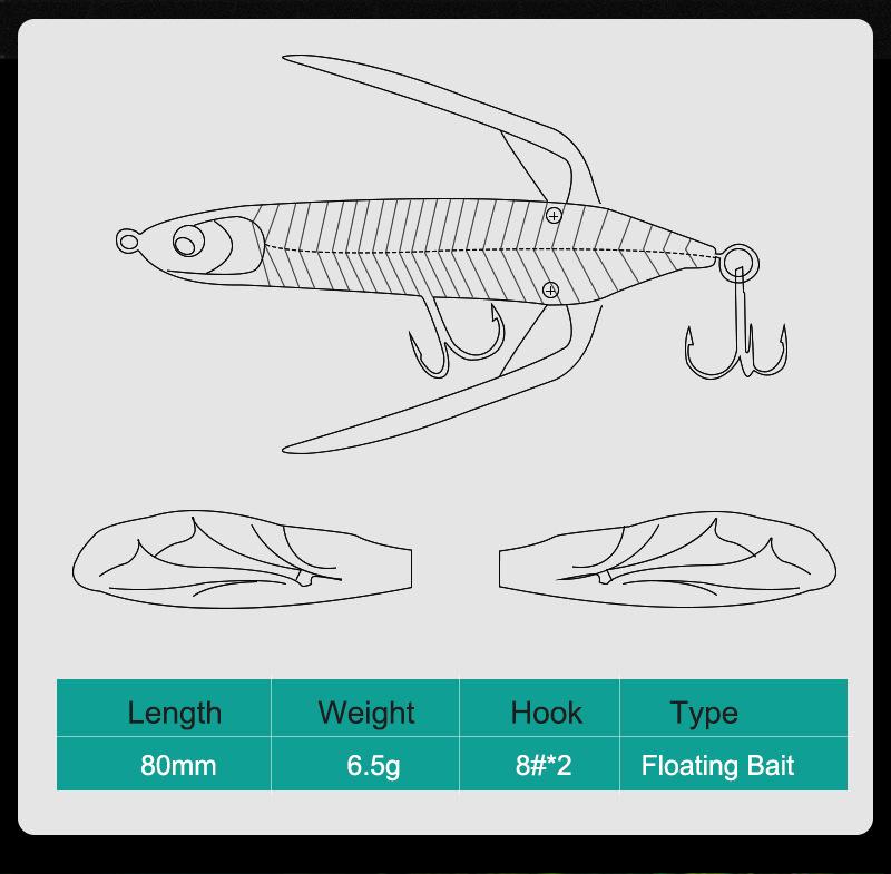 Topwater Dragonfly Fishing Lure Floating Whopper Plopper Style Bait Realistic Insect Artificial Lure Sharp Hooks for Freshwater Bass Snakehead Pike Perch Outdoor Angling Fishing Tackle