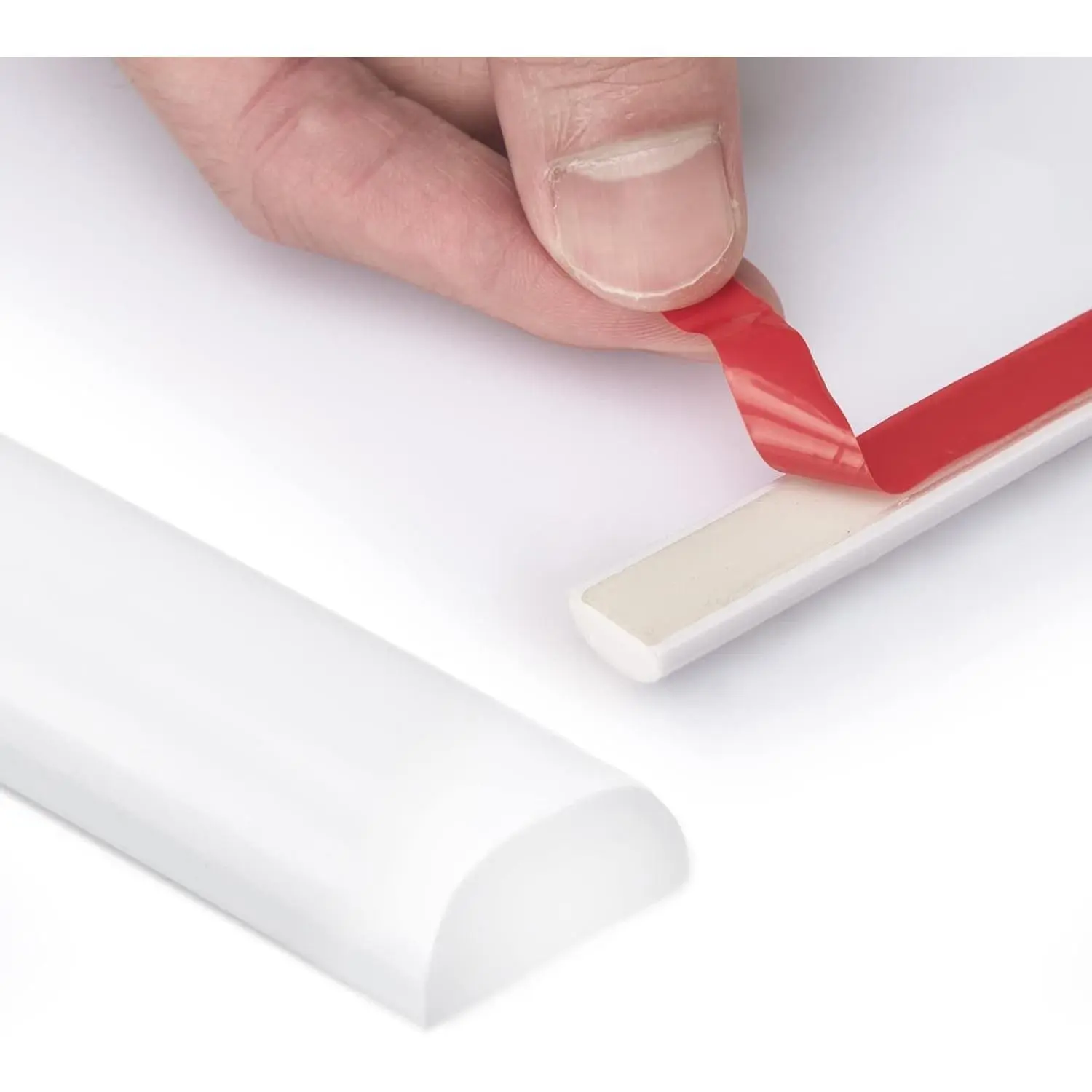 White Flexible Trim - 10 Ft Peel-and-Stick Molding for Backsplash Tile Edge, Self-Adhesive Wall Trim for Corner Decor Ideas, 120x0.47x0.2 In