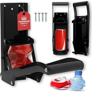 Can Crusher with Opener, Wall-Mounted Aluminum Can Compressor, Crushes 8-16 Oz Cans, Easy Install Kit, Essential for Recycling and Kitchen Use