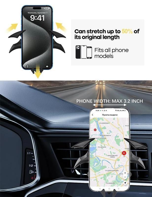 Dark Knight Car Phone Holder: Batwing Design, Universal Air Vent Mount for Smartphones