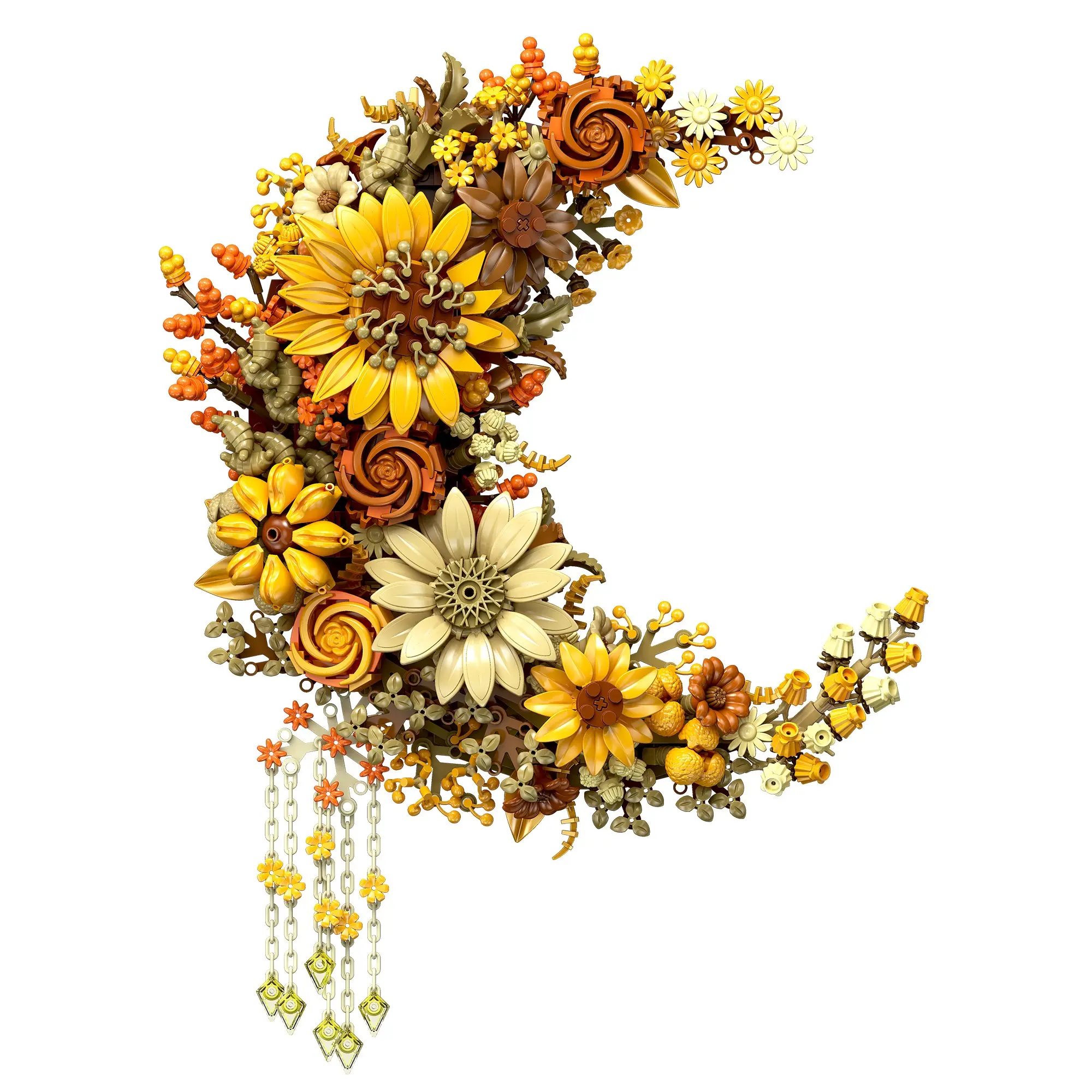 2026 New Wall-Mounted Building Blocks Flower Set, Moon Model, 939pcs, Unique Home Decor, DIY Plant Desktop Decoration, Gift for Girls and Adults, Assembled Building Blocks