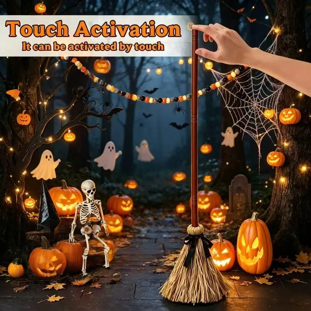 Halloween Floating Spooky Witch's Broom Ornament, Magic Broom Twisting Design, Perfect for Halloween Decorations, Unique Gift Idea