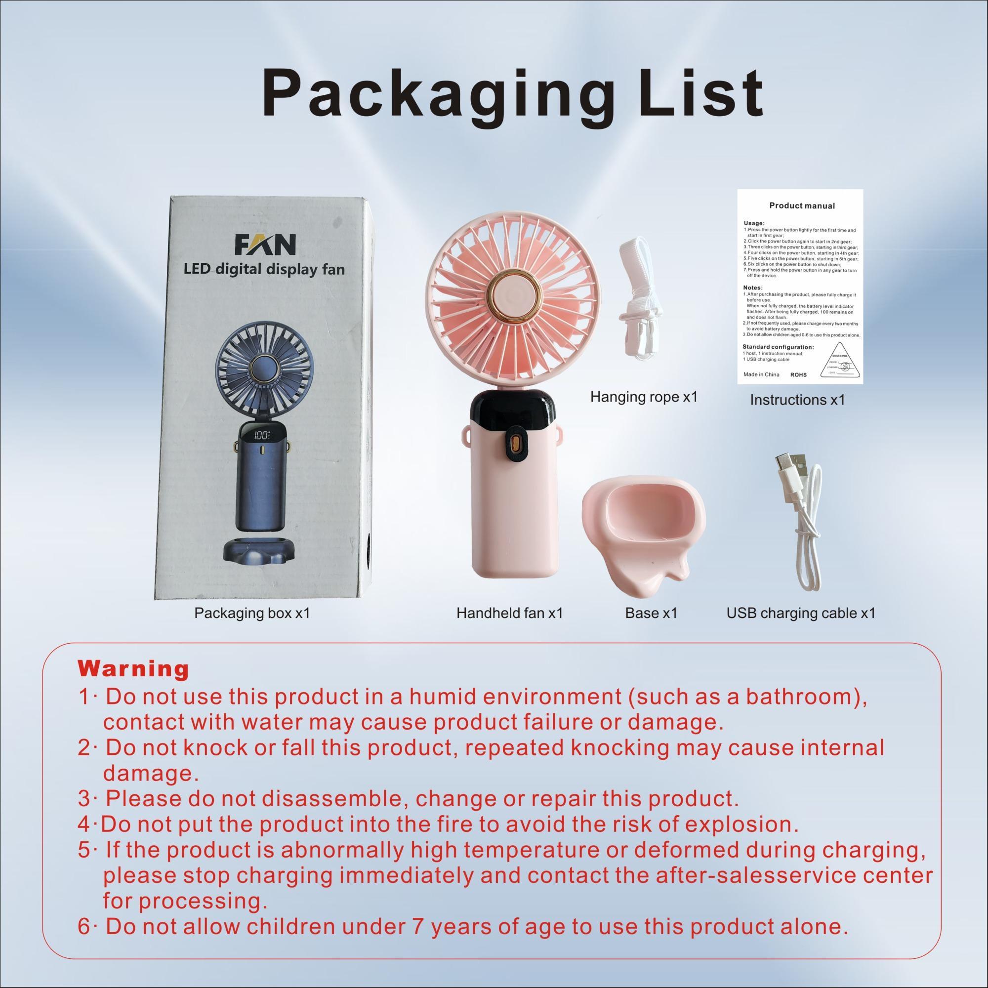 Handheld Turbo Fan with Phone Holder, Handheld Cooling Fan Folding Fan Usb Rechargeable Fan with Digital Display, Silent Fan for Outdoor Travel Office, Portable Multifunction Mini Fan, Cordless Oscillating Fan, Usb Powered Fan