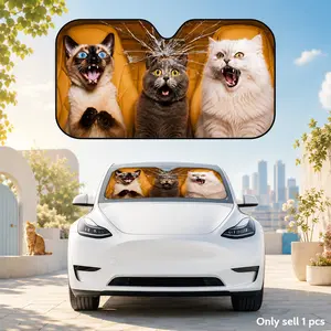Funny Animal Crash Car Windshield Sun Shade, Pet Face Auto Sun Visor with Broken Glass Effect - UV Blocking & Heat Insulation Cover | Keeps Interior Cool & Protects Dashboard | Foldable Universal Fit for Cars, SUVs & Trucks | Summer Auto Accessory