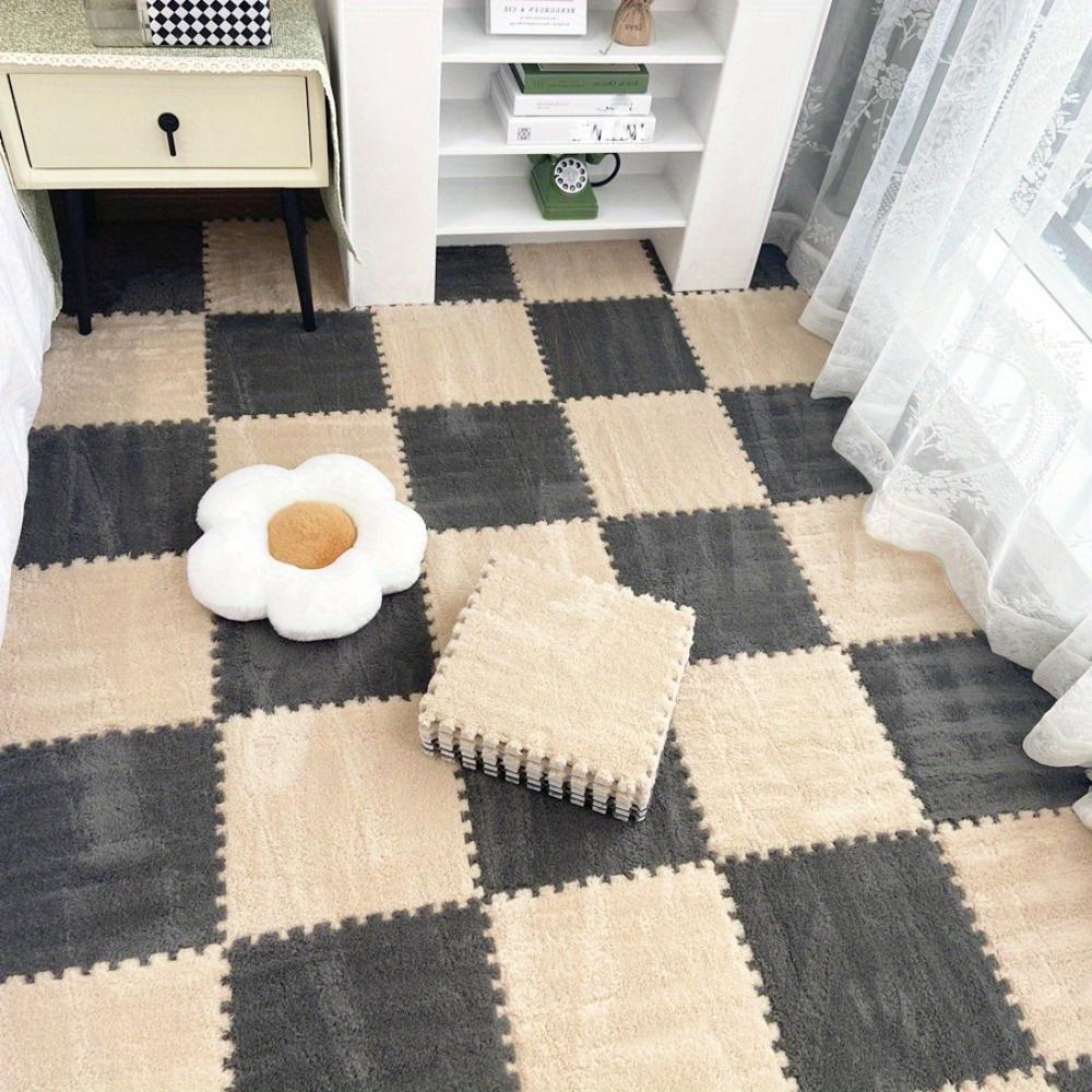 22P/44P Shaggy Rugs Decorative Fluffy Rug 12.2" x 12.2" Non-Slip EVA Foam Puzzle Floor Tiles for Safe Bedroom Game Room Decor rugs living room carpet