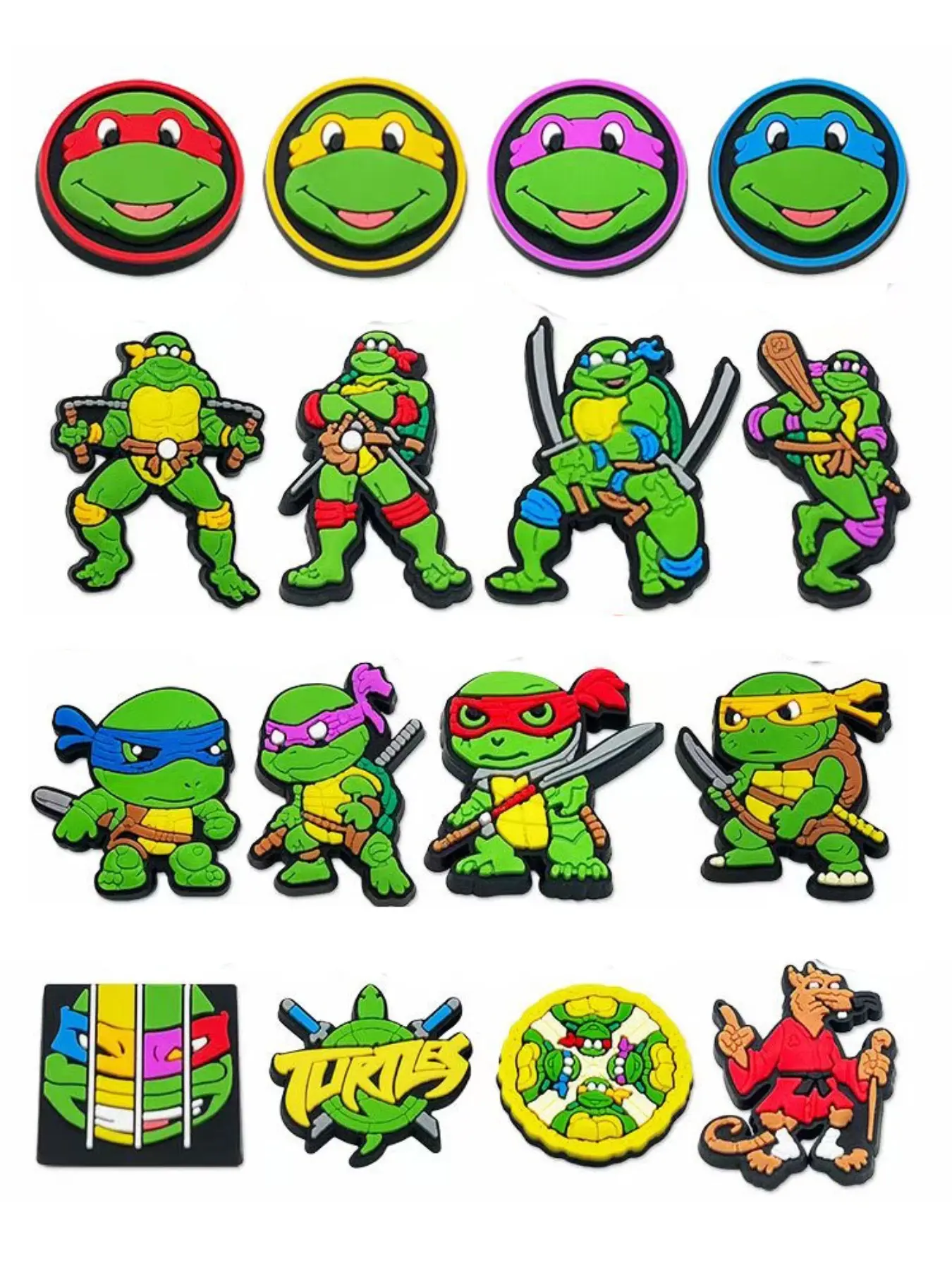 16 Pcs Cartoon Shoe Charms Set For Bubble Slides Clogs Sandals,PVC Shoe Decorations Accessories Buckle For Christmas Birthday Gifts,Cute Shoe Decorations