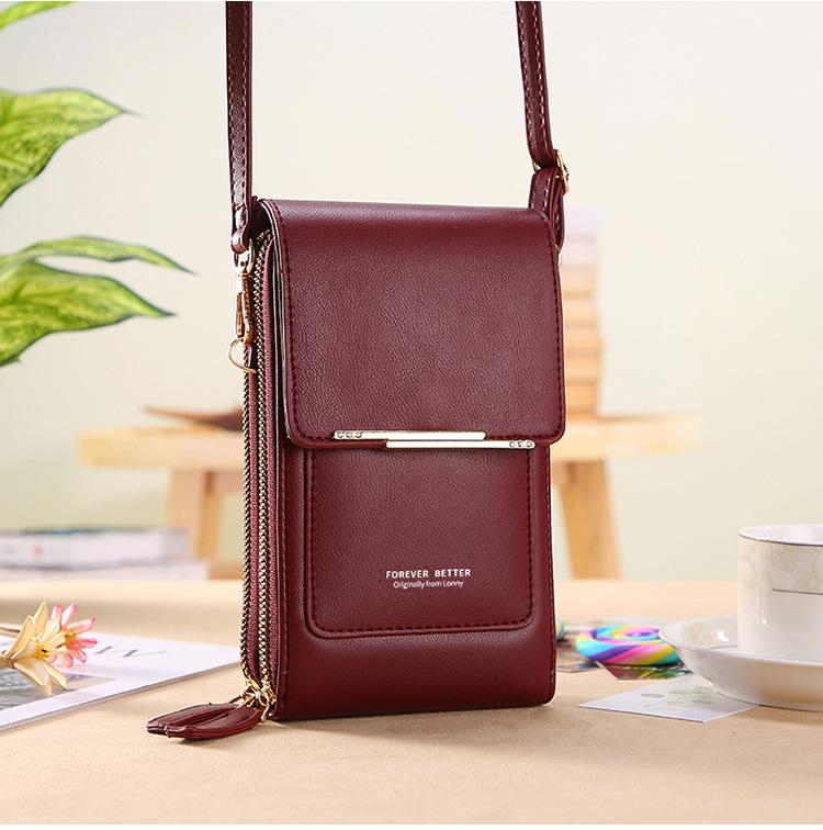 Touchscreen-compatible phone bag for women, cute small crossbody bag for holding mobile phones, fashionable key and coin purse, vertical style