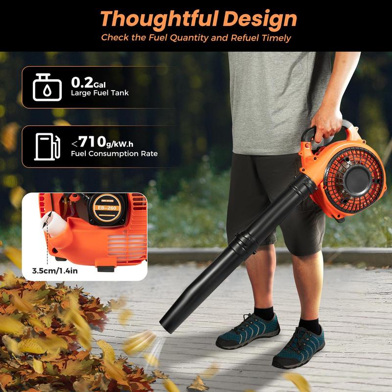 Handheld Gas Blower, 2-Stroke Gas Powered Leaf Blower, 750W 25.4cc Gasoline Grass Sweeper for Lawn Care, Snow Blowing & Yard Cleaning, Heavy Duty Grassland Cleaning Machine Portable