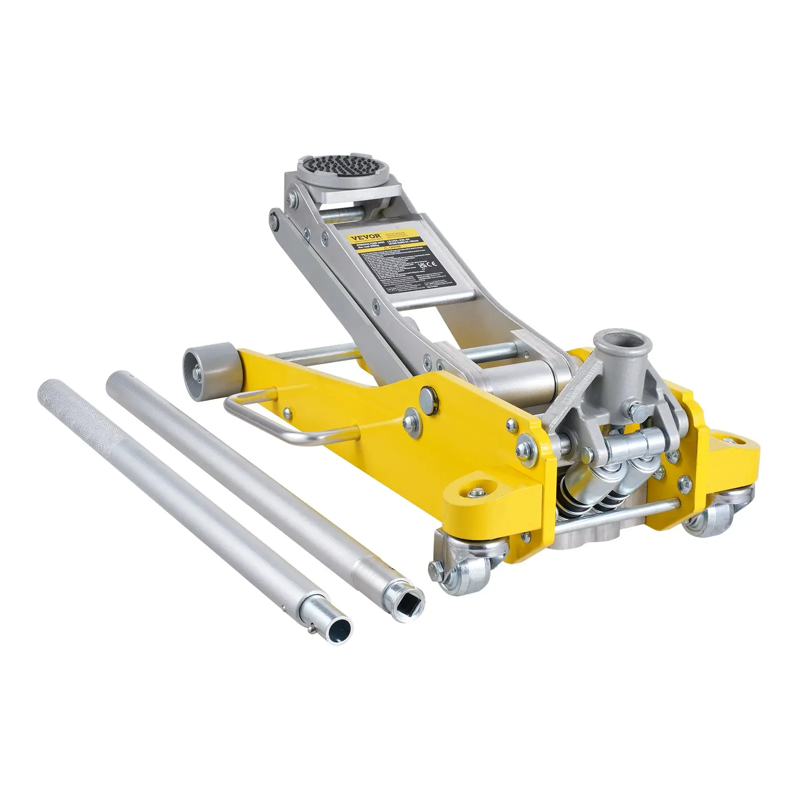 【DealsForYouDays】VEVOR Low Profile Floor Jack 3 Ton (6600 lbs), Heavy Duty Aluminum Hydraulic Racing Floor Jack, Hydraulic Car Jack, Dual Piston Quick Lift Pump, 3.7"-18.3" Height Lifting Range (Yellow)