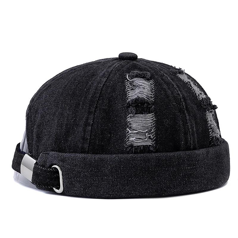 Hot Sale Broken Hole Landlord Hats Men's Street Hip-hop Hats Melon Dome Denim Cap Women's Sailor Hat Caps