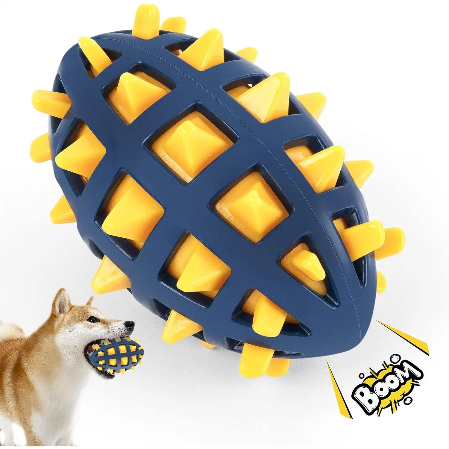 Ball,  Spiky  Ball with Squeaker, for Floating Chewing Fetching and Interactive Play (Yellow)