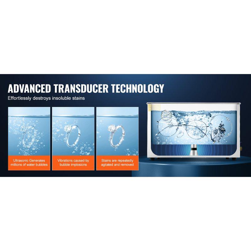 VEVOR Professional Ultrasonic Cleaner, 30 L Ultrasonic Jewelry Cleaner with Digital Timer Heater, Stainless Steel Industrial Sonic Cleaner 40kHz for Glasses, Watches, Rings, Small Parts