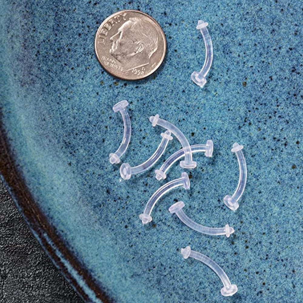 16G 14G Clear Flexible Plastic Daith Rook Earrings Eyebrow Rings Curved Barbells  Piercing Retainers 15 count