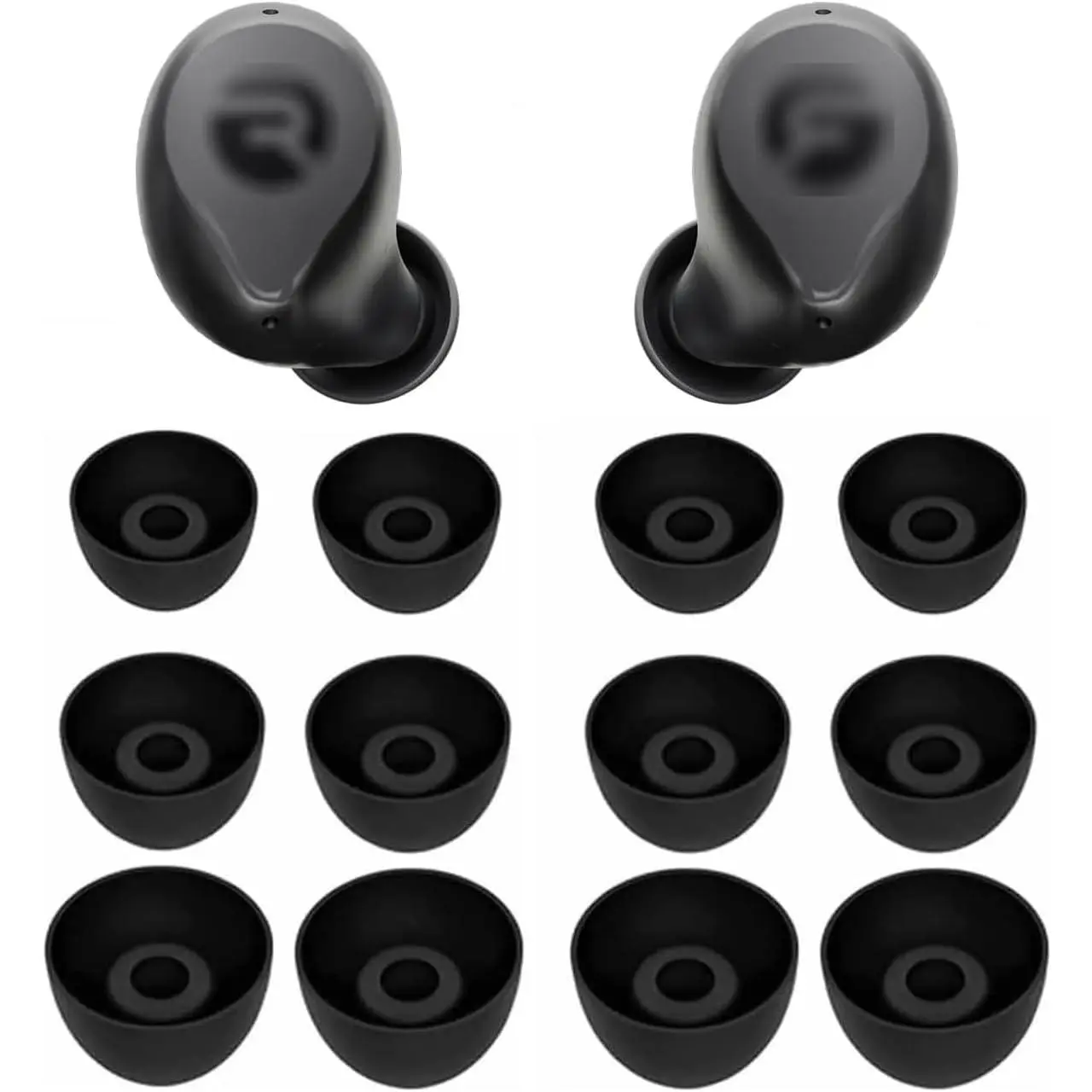 Noise-Reducing Synthetic Durable Audio Earbud Tips for Ray-con Everyday Earbuds, Multi-Size (3 S/M/L Sizes), 6 Pairs, Black 532