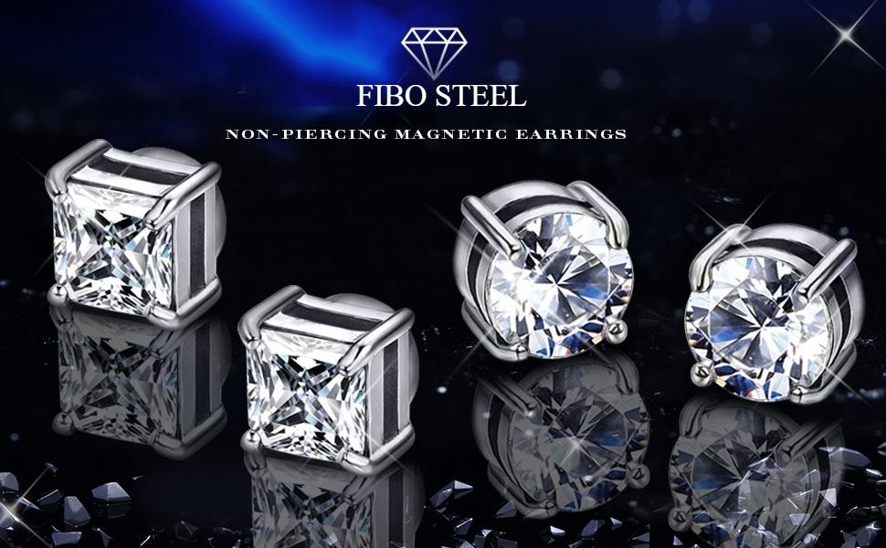 2 Pairs Stainless Steel Magnetic Stud Earrings for Men Women Non-piercing CZ Earrings Set Trend Jewelry Gifts Hypoallergenic 5-8MM