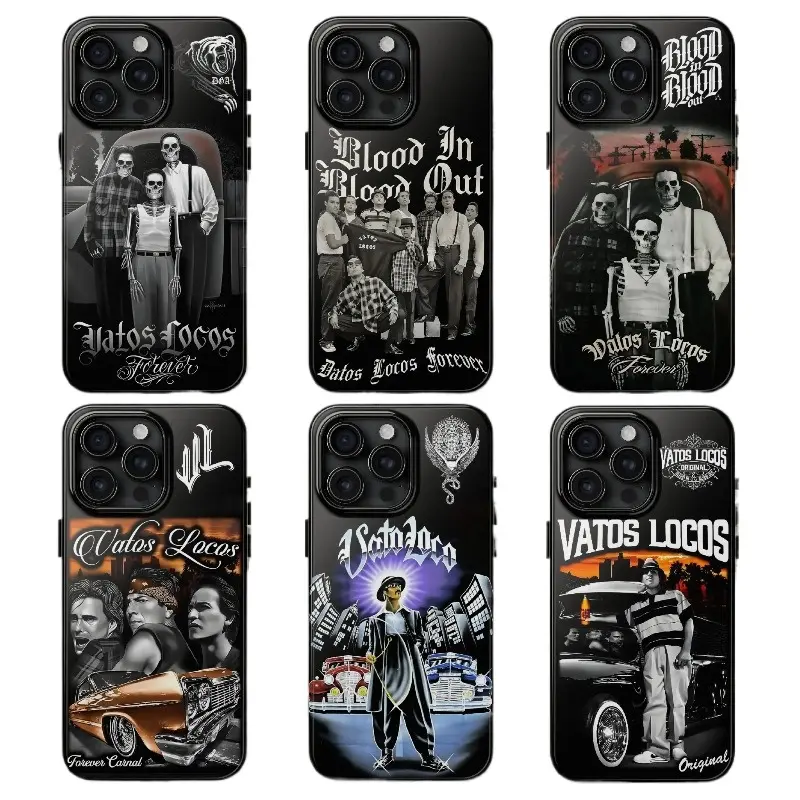 "Vatos Locos Forever" - *Blood In Blood Out* themed phone case; compatible with iPhone 11–17 Pro Max/Plus and Samsung Galaxy S21–S26 series; a protective case featuring vintage Chicano culture aesthetics.