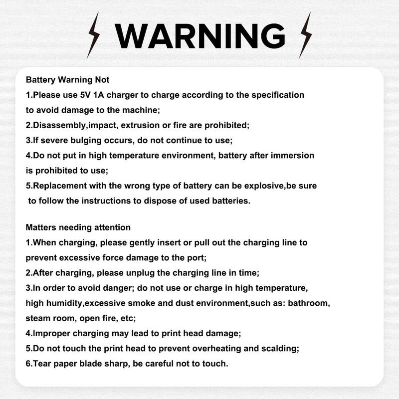 Mini Sticker Printer, 1 Set Portable Bluetooth-compatible Thermal Pocket Printer, USB Charging Printer for Study Notes & Gifts, Portable Thermal Printers