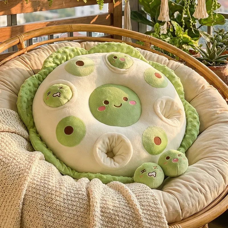 Round Lotus Pad Pillow with Fun Detachable Small Balls, Home Decor Accent, Versatile and Stylish Addition to Your Living Space