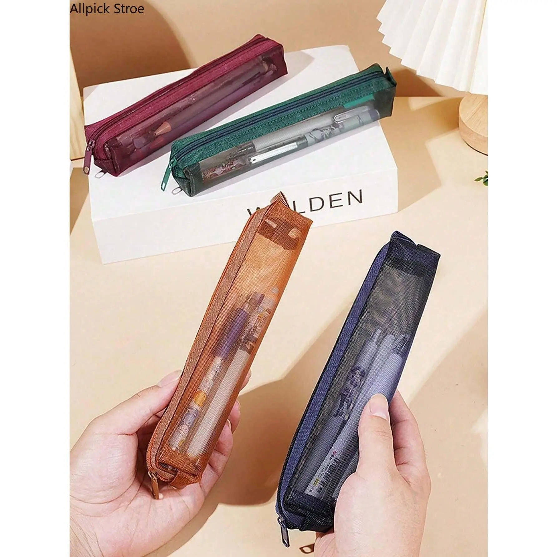 3PCS-5PCS Multicolor Mini Mesh Zippered Pencil Pouch - Back to School Portable Stationery Organizer for Pens, Markers - Multi-Functional Storage Bag for Students