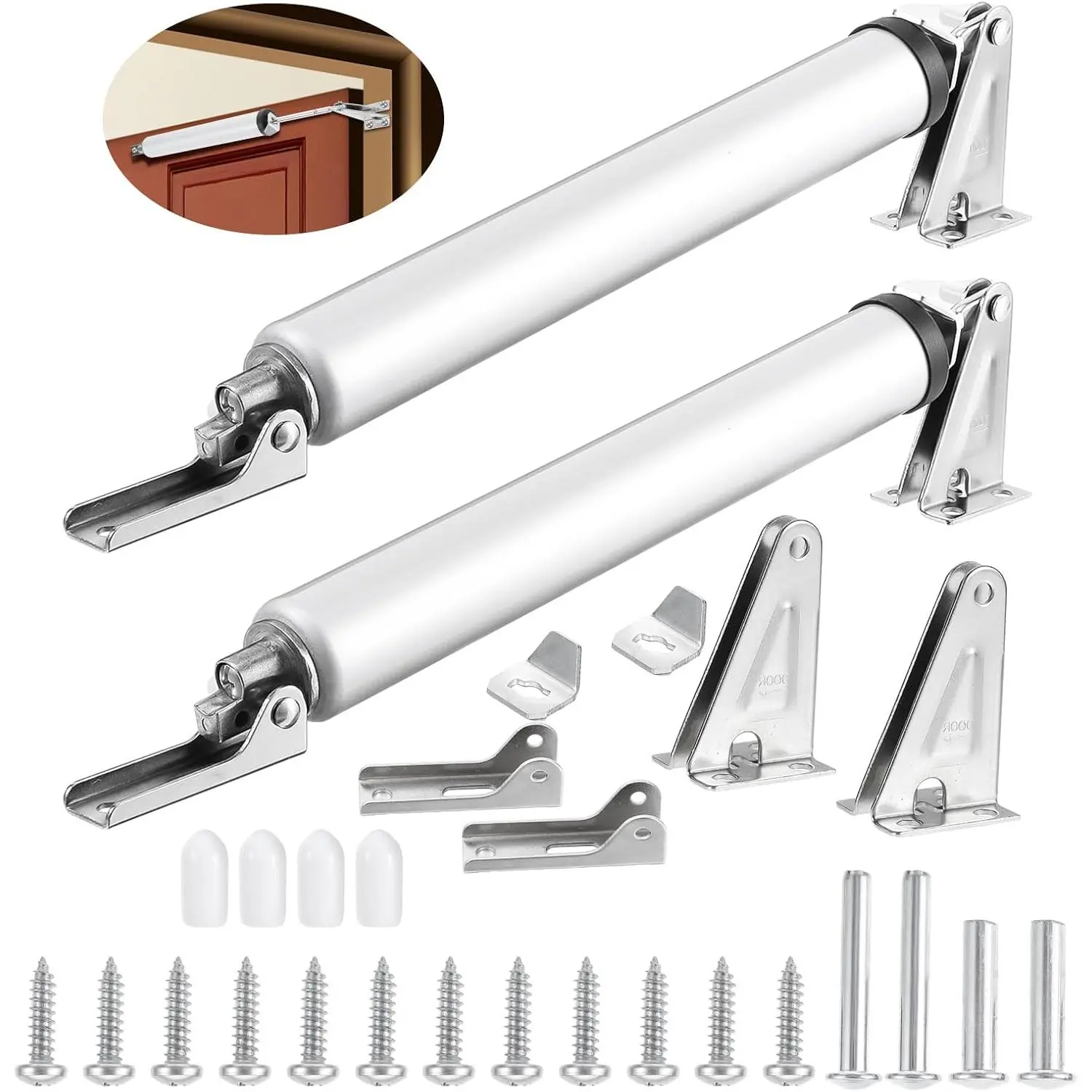 2 Pack Medium Duty Screen Door Closers Kit, Heavy Duty Pneumatic Screen & Storm Door Closer, Adjustable Pneumatic Screen Door Closer  Kit for Medium and Light Weight Storm Doors