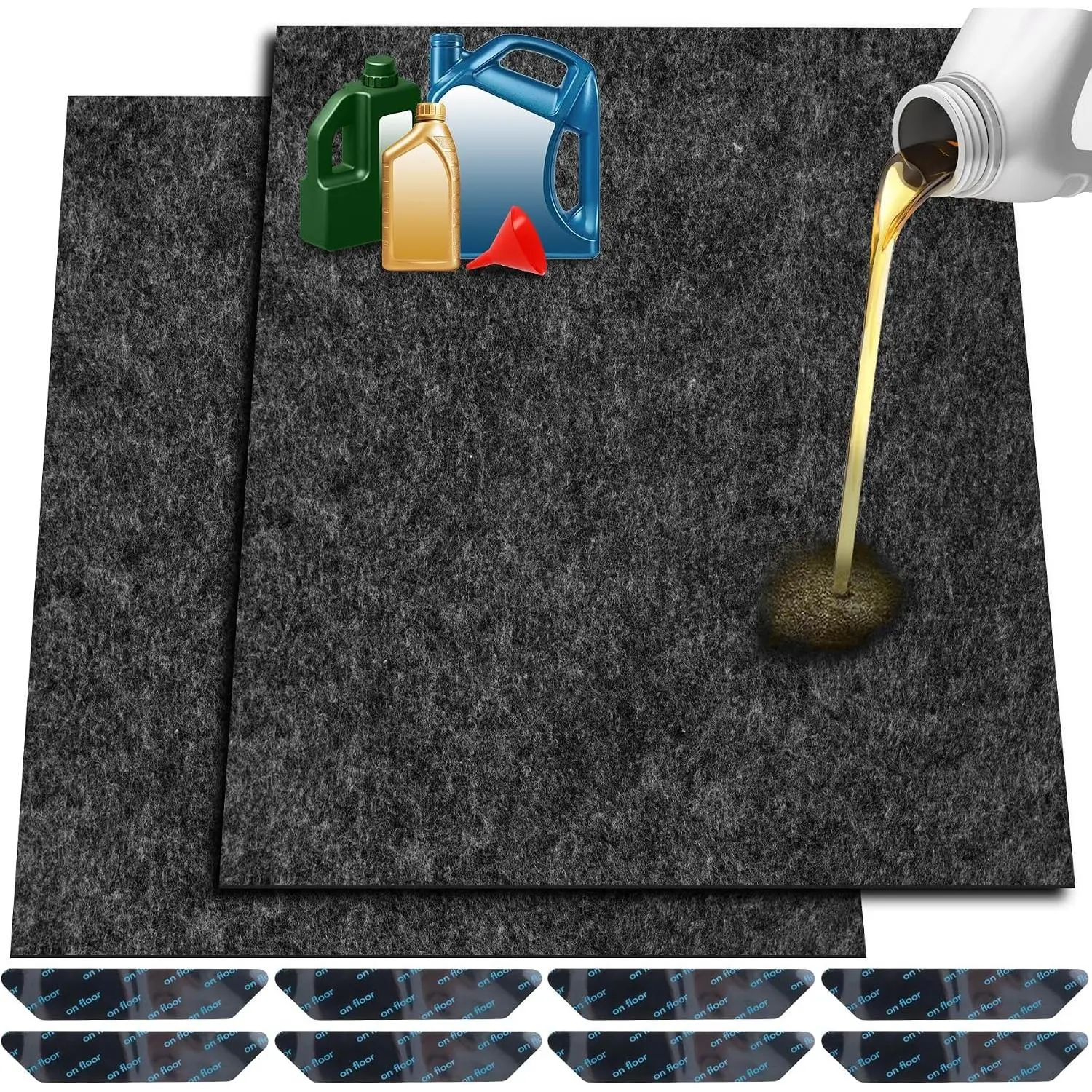 2 Pack 60" x 36" Garage Floor Mats – Oil Spill Absorbent Pad for Under Car, Driveway Oil Drip Mat with 8P Tapes, Waterproof Backing, Reusable & Washable, Protects Garage Floor (Dark Gray)